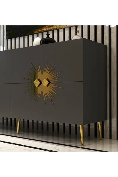 cantek dizayn NİDACT (KB150) KONSOL ANTRASİT-ALTIN - Resim 3