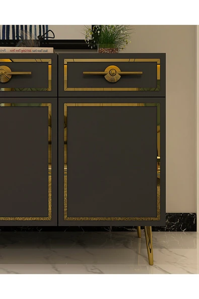 cantek dizayn BELLYCT (KB150)  KONSOL ANTRASİT-ALTIN - Resim 3