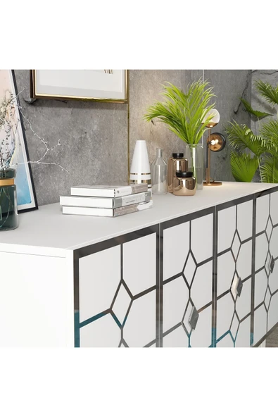 cantek dizayn ÇAĞLA KONSOL BEYAZ-GÜMÜŞ - Resim 4