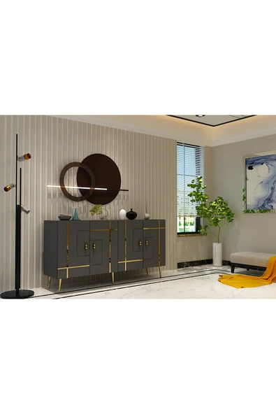 cantek dizayn LİNECT (KB150) KONSOL ANTRASİT-ALTIN ürün görseli