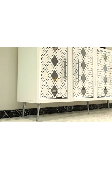 cantek dizayn DOMECT (KB150) KONSOL BEYAZ-GÜMÜŞ - Resim 3