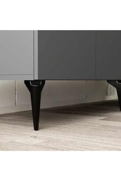 cantek dizayn İRRİS KONSOL 4 KAPAKLI RAFLI ANTRASİT-GÜMÜŞ - Resim 6