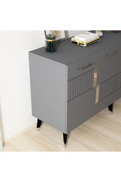 cantek dizayn MODDA KONSOL 4 KAPAKLI ANTRASİT-GÜMÜŞ - 4