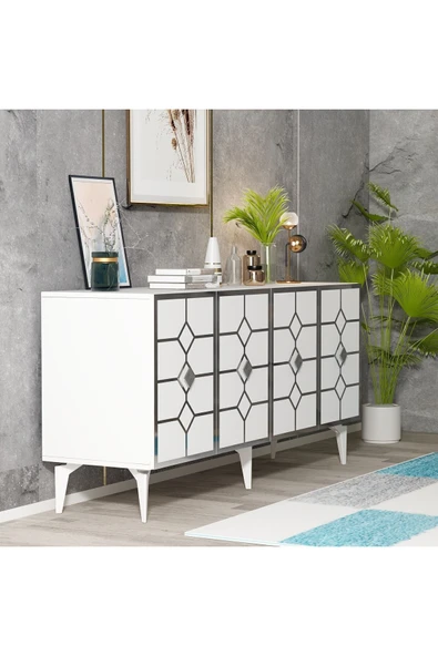 cantek dizayn ÇAĞLA KONSOL BEYAZ-GÜMÜŞ - Resim 3