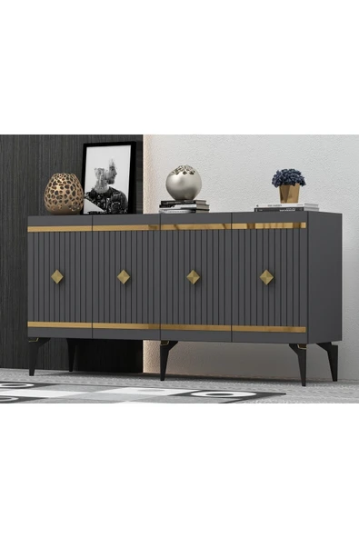 cantek dizayn 150 Cm Lenora Konsol Antrasit-altın - Resim 2
