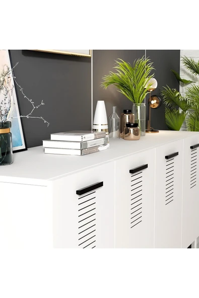 cantek dizayn ASSİMO 4 KAPAKLI KONSOL BEYAZ-BEYAZ - Resim 4