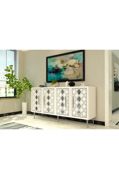 cantek dizayn DOMECT (KB150) KONSOL BEYAZ-GÜMÜŞ - Resim 2