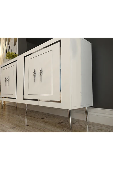 cantek dizayn PIEROCT (KB150)  KONSOL BEYAZ-GÜMÜŞ - Resim 3