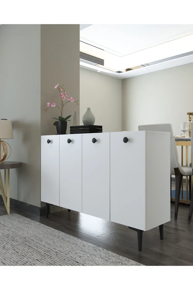 cantek dizayn Bettyct (KM120) Konsol Beyaz-beyaz-siyah Kulp - Resim 2