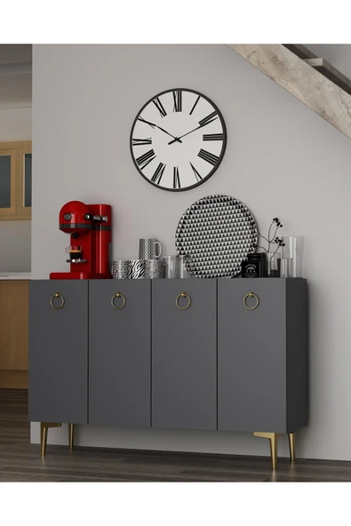 cantek dizayn EFESCT KAHVE KÖŞESİ ANTRASİT-ANTRASİT-ALTIN