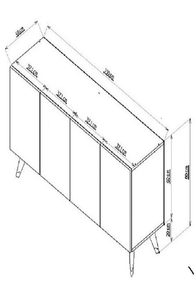 cantek dizayn MODDA KONSOL 4 KAPAKLI ANTRASİT-GÜMÜŞ - 8