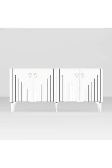 cantek dizayn MEDDA LAZER ÇİZGİLİ KONSOL BEYAZ-ALTIN - Resim 5