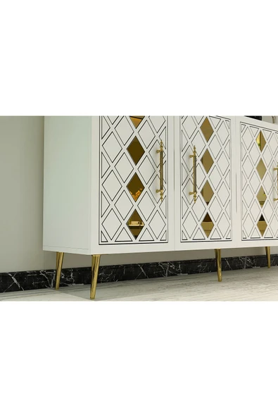 cantek dizayn DOMECT (KB150) KONSOL BEYAZ-ALTIN - Resim 8