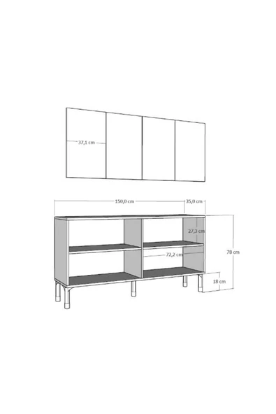 cantek dizayn DEMETCT (KB150) KONSOL BEYAZ-GÜMÜŞ - Resim 7
