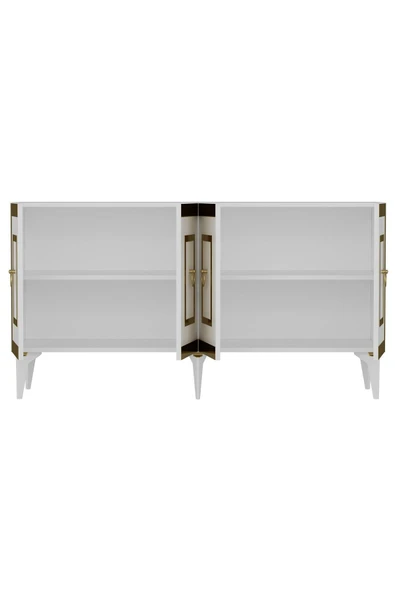 cantek dizayn Karrya Konsol 4 Kapaklı Raflı Beyaz-altın - Resim 7