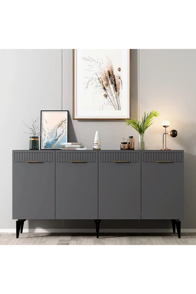 cantek dizayn ALLVİN LAZER DESENLİ KONSOL ANTRASİT - Resim 2