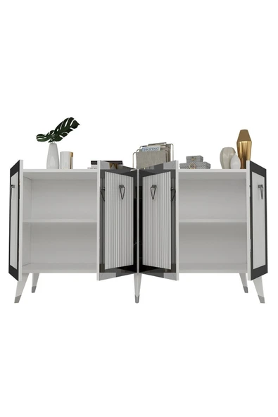 cantek dizayn Lazer Desenli Bare Konsol Beyaz-gümüş - Resim 4