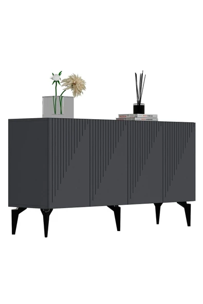 cantek dizayn Lazer Desenli 150 Cm Draw Konsol Antrasit-antrasit - Resim 6