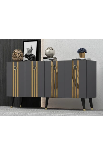 cantek dizayn 150 Cm Işıl Konsol Antrasit-altın - 2