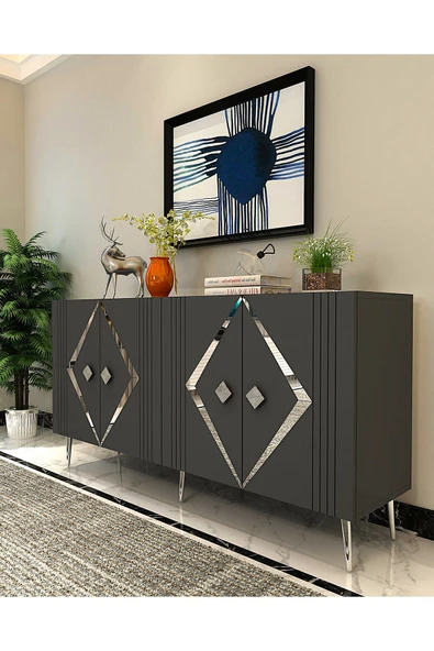 cantek dizayn Dominoct (KB150) Lazer Desenli Konsol Antrasit-gümüş - Resim 2