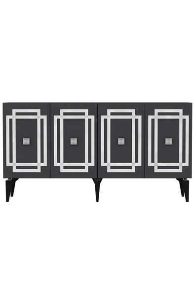 cantek dizayn LOTTUS KONSOL 4 KAPAKLI RAFLI ANTRASİT-GÜMÜŞ - 4