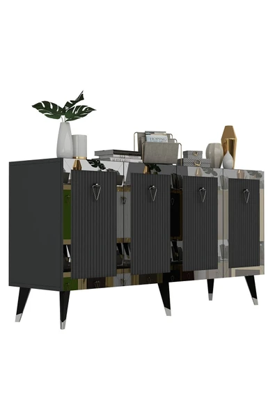 cantek dizayn Lazer Desenli Bare Konsol Antrasit-gümüş - Resim 6