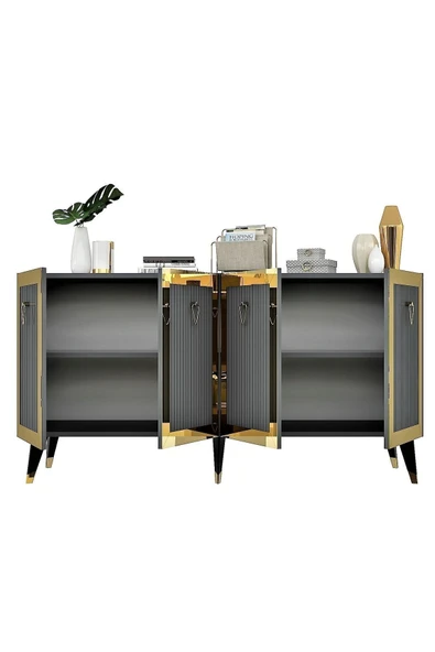 cantek dizayn Lazer Desenli Bare Konsol Antrasit-altın - Resim 4