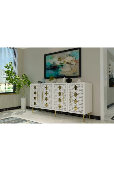 cantek dizayn DOMECT (KB150) KONSOL BEYAZ-ALTIN - Resim 2