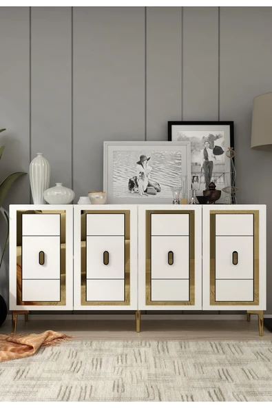 cantek dizayn ORİONCT (KB150) KONSOL BEYAZ-ALTIN ürün görseli