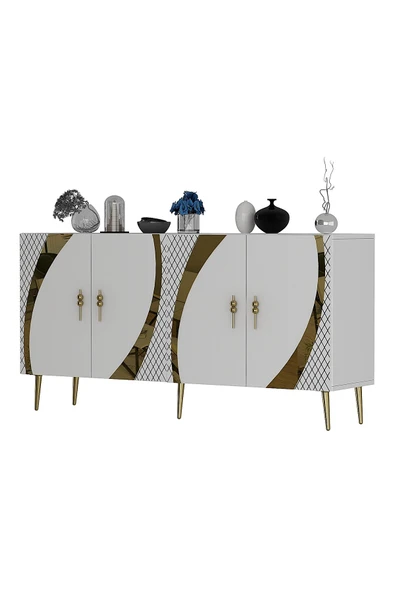 cantek dizayn HOOKCT (KB150) KONSOL BEYAZ-ALTIN - Resim 4