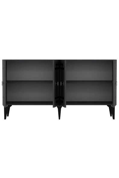 cantek dizayn LOTTUS KONSOL 4 KAPAKLI RAFLI ANTRASİT-GÜMÜŞ - 5