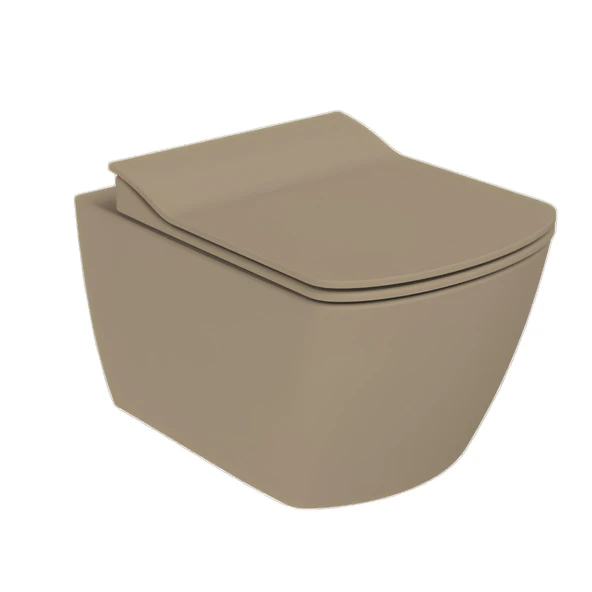 Creavit Elegant Mat Cappucino Kanalsız Asma Klozet EG321, Creavit Elegant Duroplast Yavaş Kapak