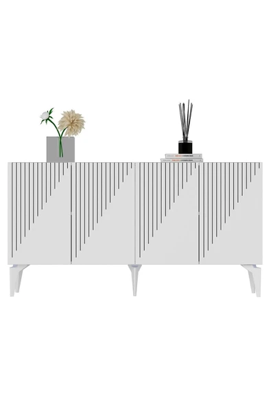 cantek dizayn Lazer Desenli 150 Cm Draw Konsol Beyaz-beyaz - Resim 4