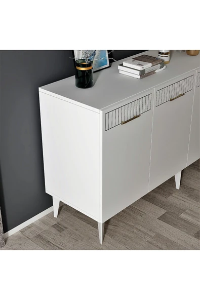 cantek dizayn ALLVİN LAZER DESENLİ KONSOL BEYAZ - Resim 5