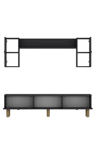 cantek dizayn POLENCT BOHEM KONSOL (KB150), BOHEM TV ÜNİTESİ 2 Lİ SALON TAKIMI ANTRASİT-ANTRASİT - 3