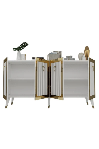 cantek dizayn Lazer Desenli Bare Konsol Beyaz-altın - Resim 4