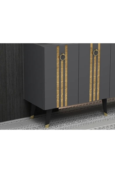 cantek dizayn 150 Cm Işıl Konsol Antrasit-altın - 4