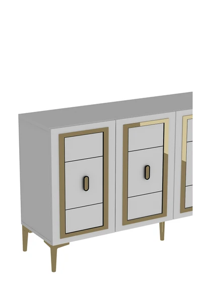 cantek dizayn ORİONCT (KB150) KONSOL BEYAZ-ALTIN - Resim 5