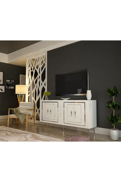 cantek dizayn PIEROCT (KB150)  KONSOL BEYAZ-GÜMÜŞ - Resim 2