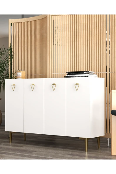 cantek dizayn LEYLACT (KM120) KONSOL BEYAZ-BEYAZ-ALTIN - Resim 2