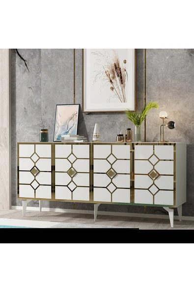 cantek dizayn ÇAĞLA KONSOL BEYAZ-ALTIN - 2