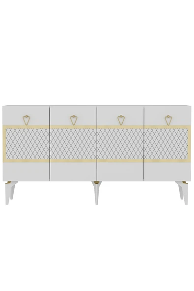 cantek dizayn İPEKCT 150 CM KONSOL BEYAZ-ALTIN - Resim 4