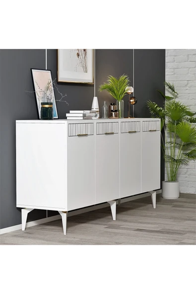 cantek dizayn ALLVİN LAZER DESENLİ KONSOL BEYAZ - Resim 3