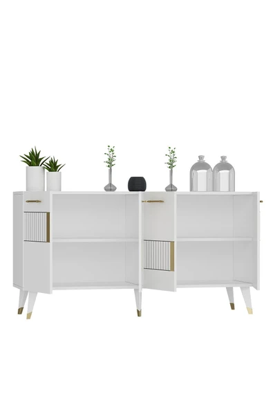 cantek dizayn MODDA KONSOL 4 KAPAKLI BEYAZ-ALTIN - 7