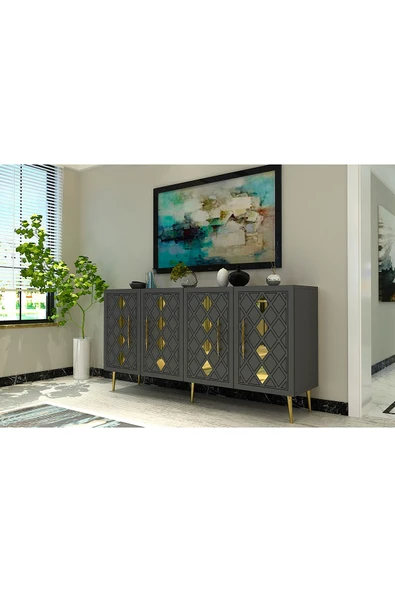 cantek dizayn DOMECT (KB150) KONSOL ANTRASİT-ALTIN - Resim 2