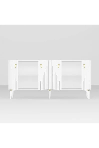 cantek dizayn MEDDA LAZER ÇİZGİLİ KONSOL BEYAZ-ALTIN - Resim 4