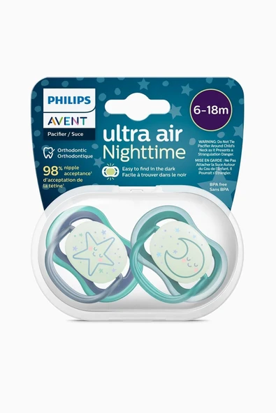 Philips Avent SCF376/13 Ultra Air Night 6-18 Ay 2'li Erkek Emzik - 1