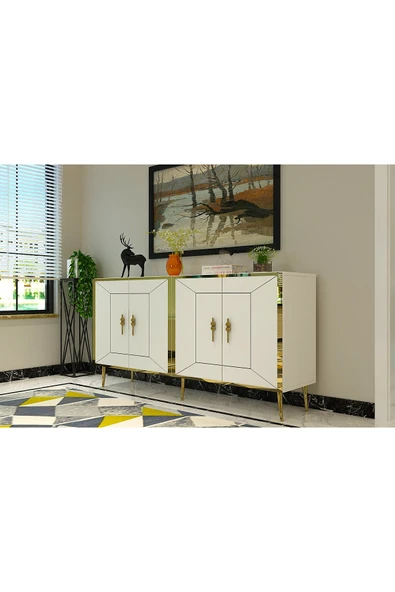 cantek dizayn ARNOCT (KB150) KONSOL BEYAZ-ALTIN - Resim 2