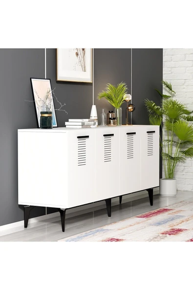 cantek dizayn ASSİMO 4 KAPAKLI KONSOL BEYAZ-BEYAZ - Resim 3