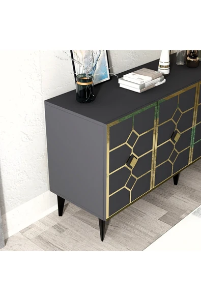 cantek dizayn ÇAĞLA KONSOL ANTRASİT-ALTIN - Resim 5